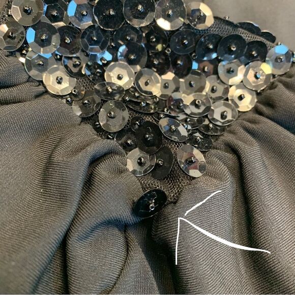 Black sequin halter top stretchy flowy evening cocktail dress Sz XS - Picture 10 of 14